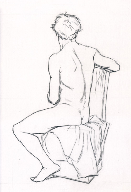 Michael A. Cooley, Seated Man Rear View, 2011, Graphite