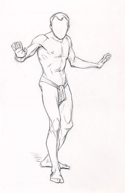 Michael A. Cooley, Standing Man Arms Spreading Out, 2011, Graphite.