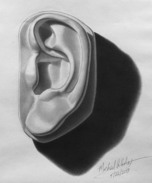 Michael a. Cooley, Michelangelo’s Ear of David, 2013, Graphite.