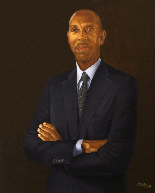 Michael A. Cooley, Ohio States President Michael Drake, Portrait, 2016, Oil. 