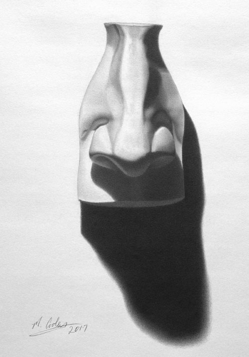 Michael a. Cooley, Michelangelo’s Nose of David, 2017, Graphite.
