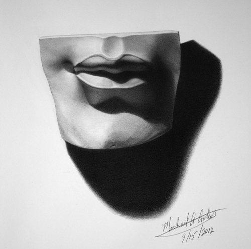 Michael A. Cooley, Michelangelo’s Lips of David, 2012, Graphite. © M Cooley